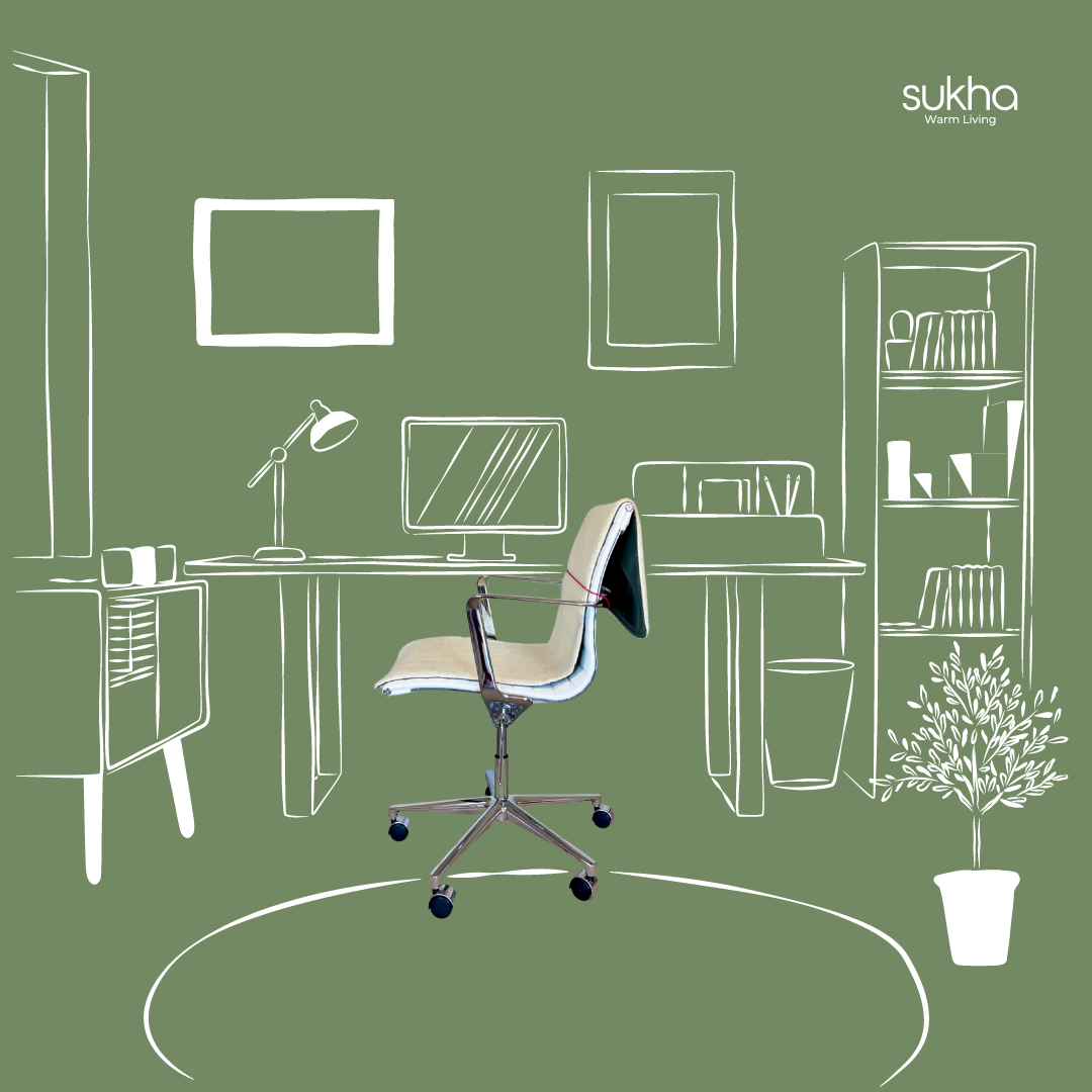 Coussin chauffant pour télétravail, terrasse, van life. Housse en véritable laine de brebis recyclée des Pyrénées et tissu outdoor kaki.